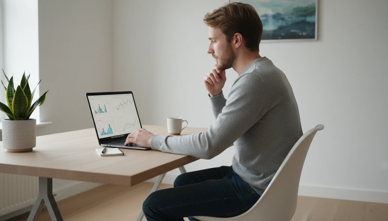 Persoon vergelijkt bookmakers op laptop