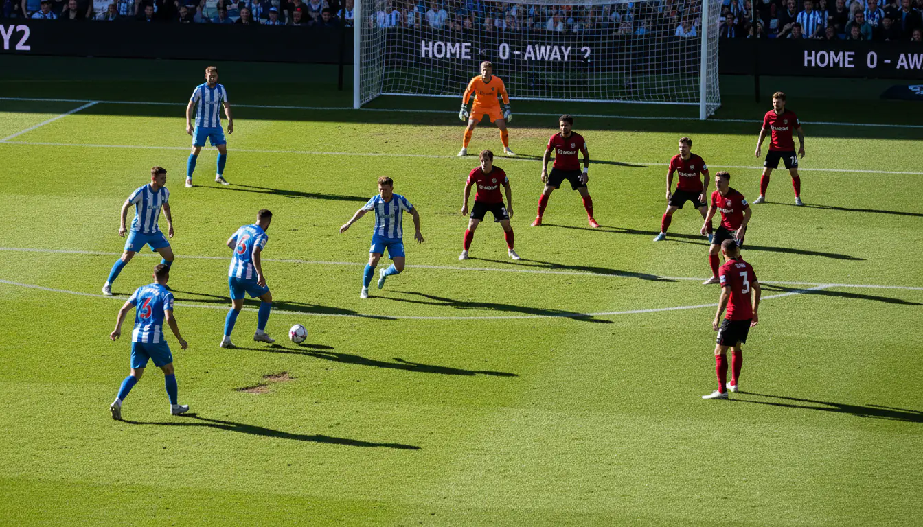 Twee voetbalteams in actie met een duidelijk krachtsverschil op het veld