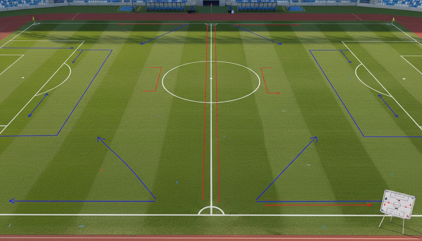 Voetbalveld met tactisch bord en verschillende wedopties visueel weergegeven